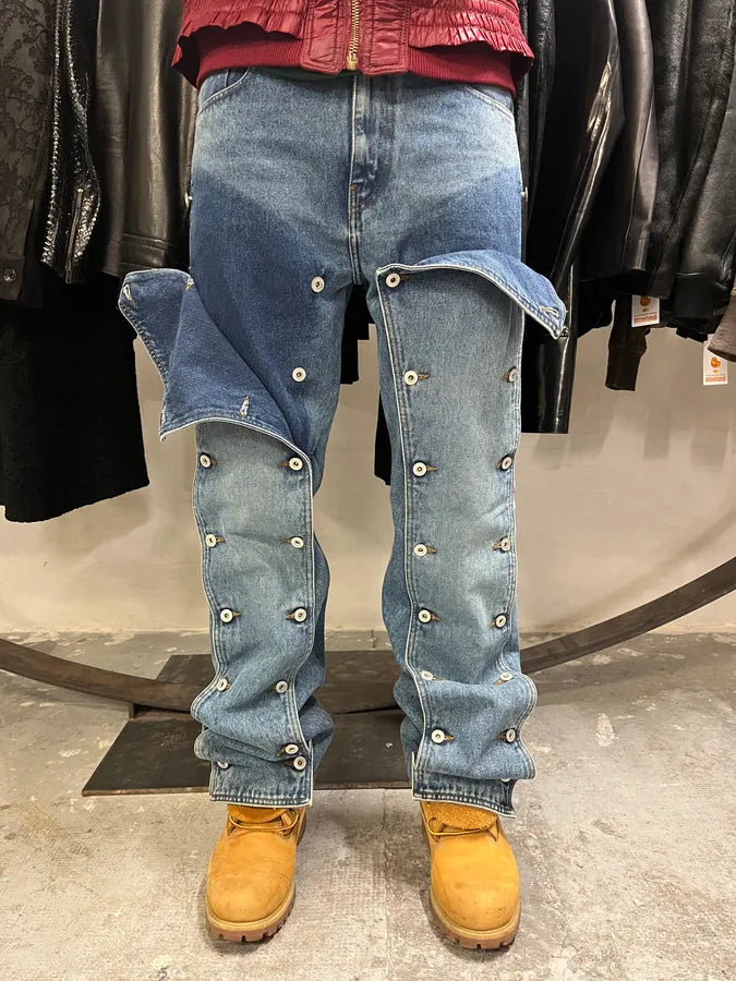 SS2025 Y/Project Blue Detachable Buttoned Carpenter Denim Jeans (M) DJiFsxn 0