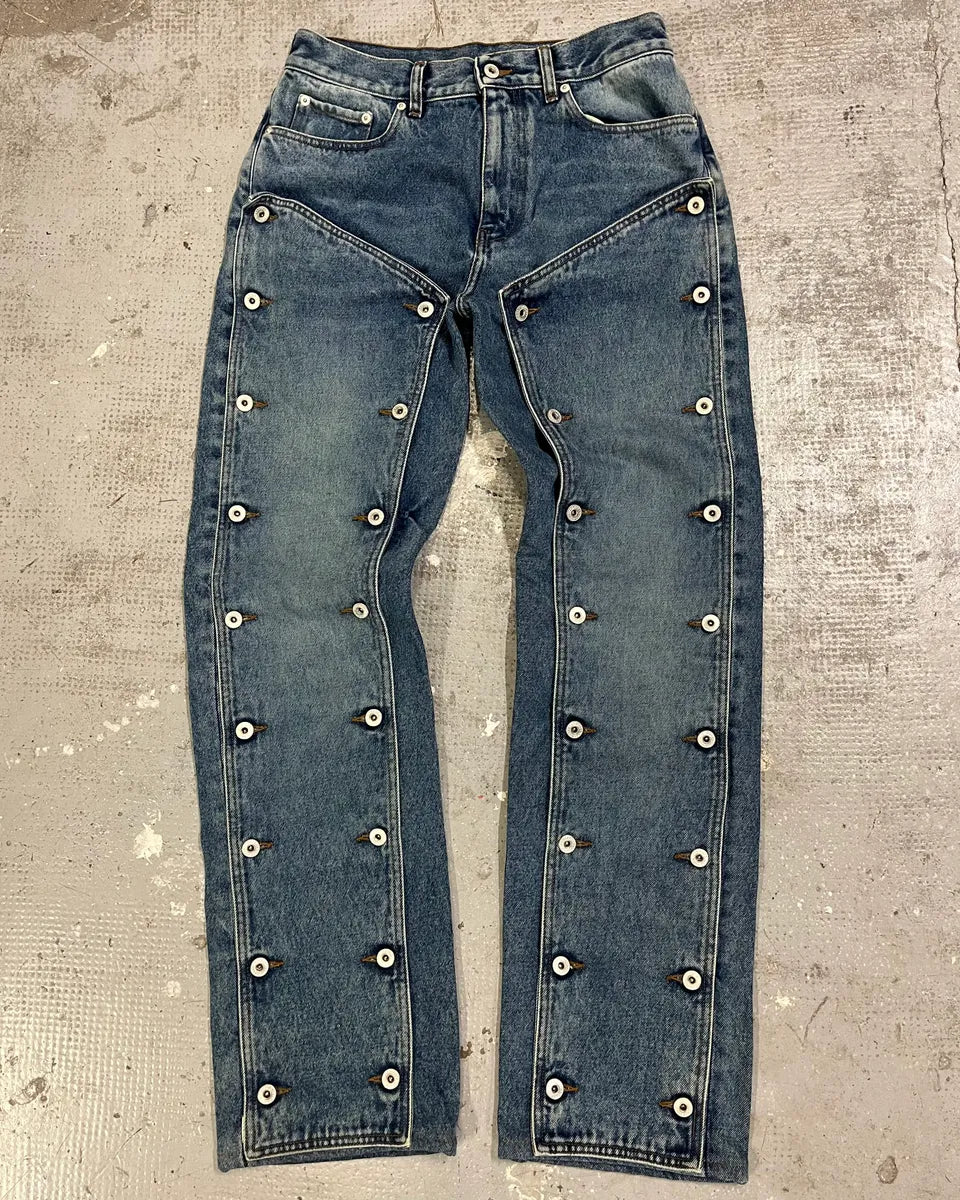 SS2025 Y/Project Blue Detachable Buttoned Carpenter Denim Jeans (M) DJiFsxn 3