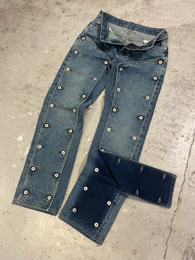 SS2025 Y/Project Blue Detachable Buttoned Carpenter Denim Jeans (M) DJiFsxn 5
