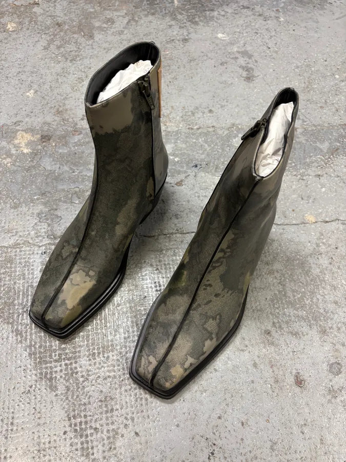SS2025 Y/Project Camo Leather Ankle Boots wHHsFCK 2