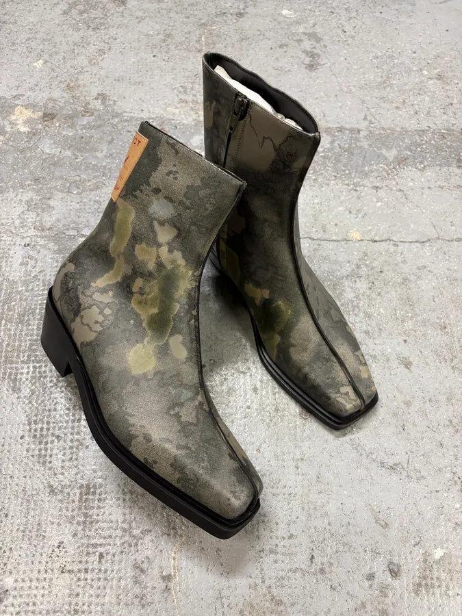 SS2025 Y/Project Camo Leather Ankle Boots wHHsFCK 4