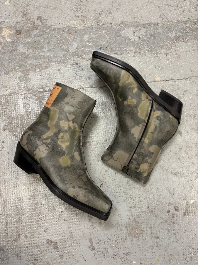 SS2025 Y/Project Camo Leather Ankle Boots wHHsFCK 5