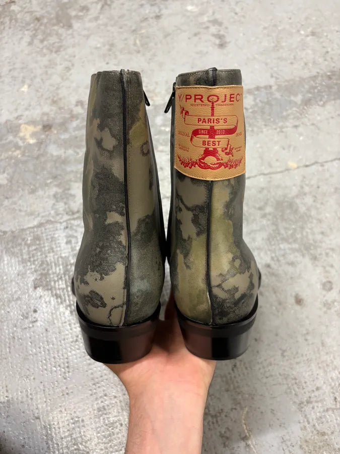 SS2025 Y/Project Camo Leather Ankle Boots wHHsFCK 6