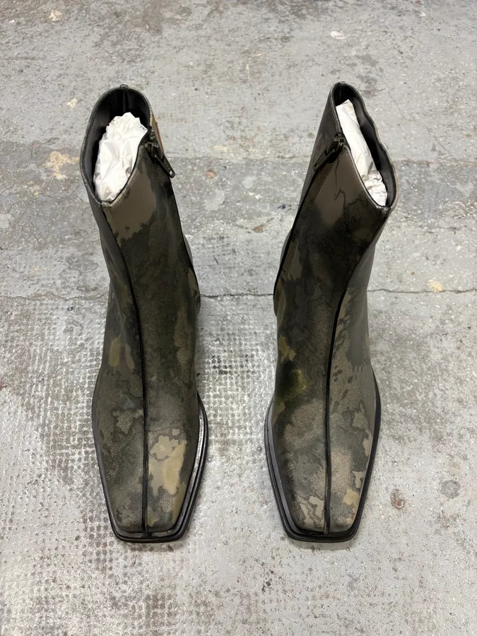 SS2025 Y/Project Camo Leather Ankle Boots wHHsFCK 1