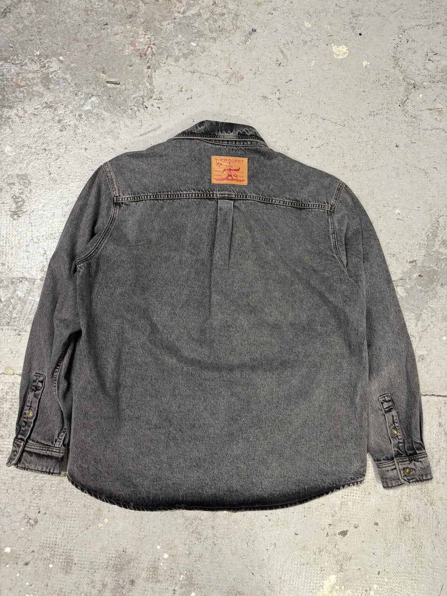 SS2025 Y/Project Grey Denim Layered Buttoned Shirt (M/L) BmXrjZd 1