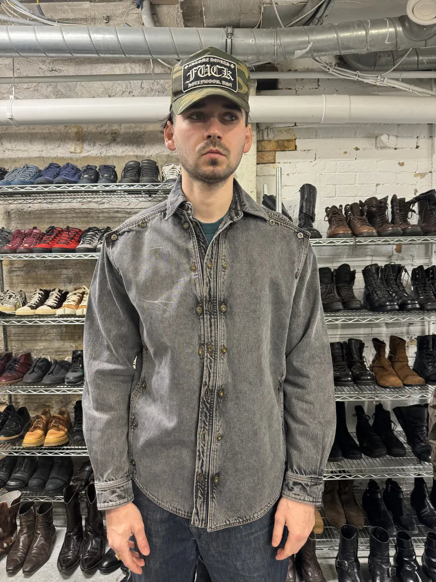 SS2025 Y/Project Grey Denim Layered Buttoned Shirt (M/L) BmXrjZd 2