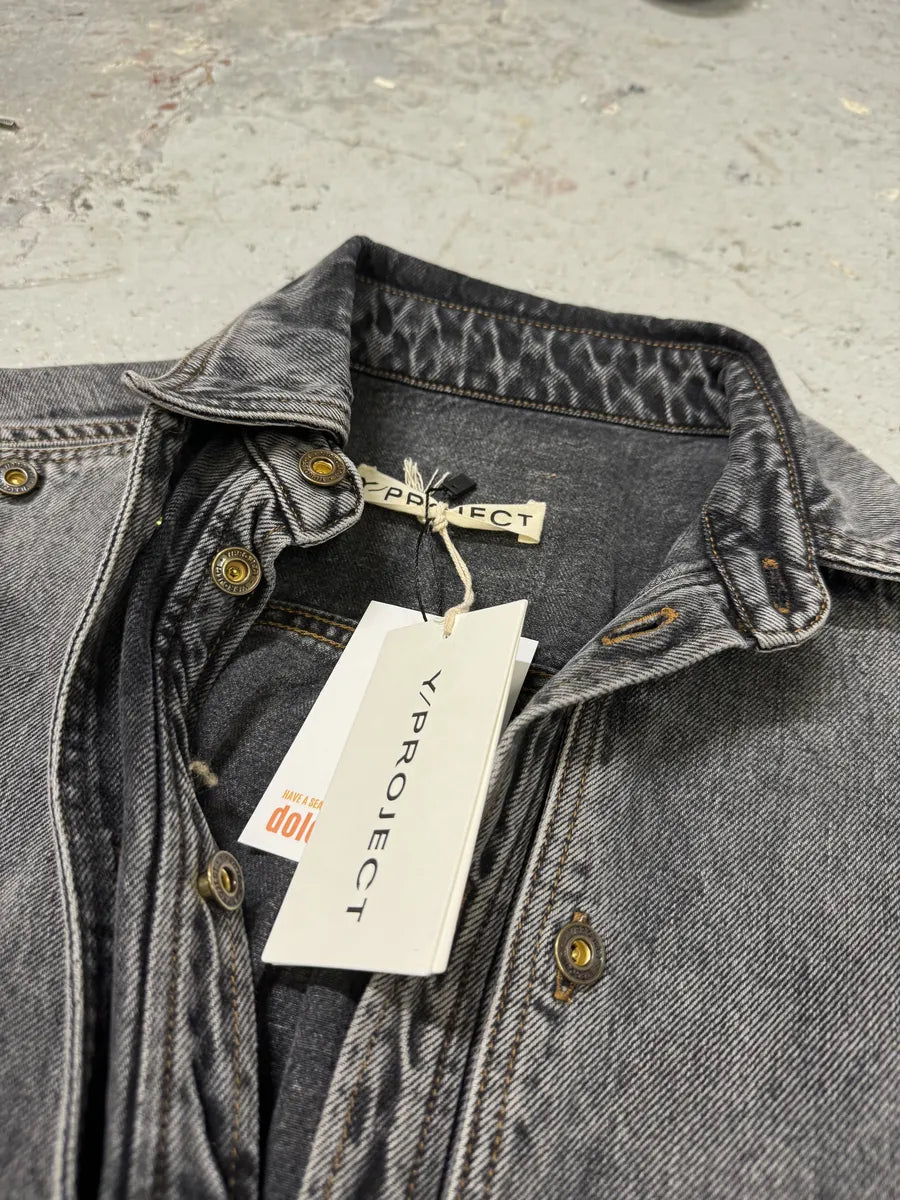 SS2025 Y/Project Grey Denim Layered Buttoned Shirt (M/L) BmXrjZd 9