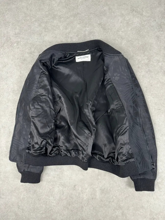 SS2021 Saint Laurent Black Nylon Ruched Zip Bomber Jacket xPymyat 7
