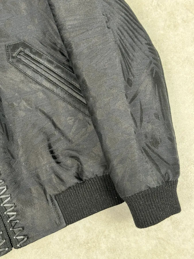 SS2021 Saint Laurent Black Nylon Ruched Zip Bomber Jacket xPymyat 8