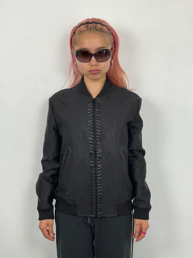 SS2021 Saint Laurent Black Nylon Ruched Zip Bomber Jacket xPymyat 1