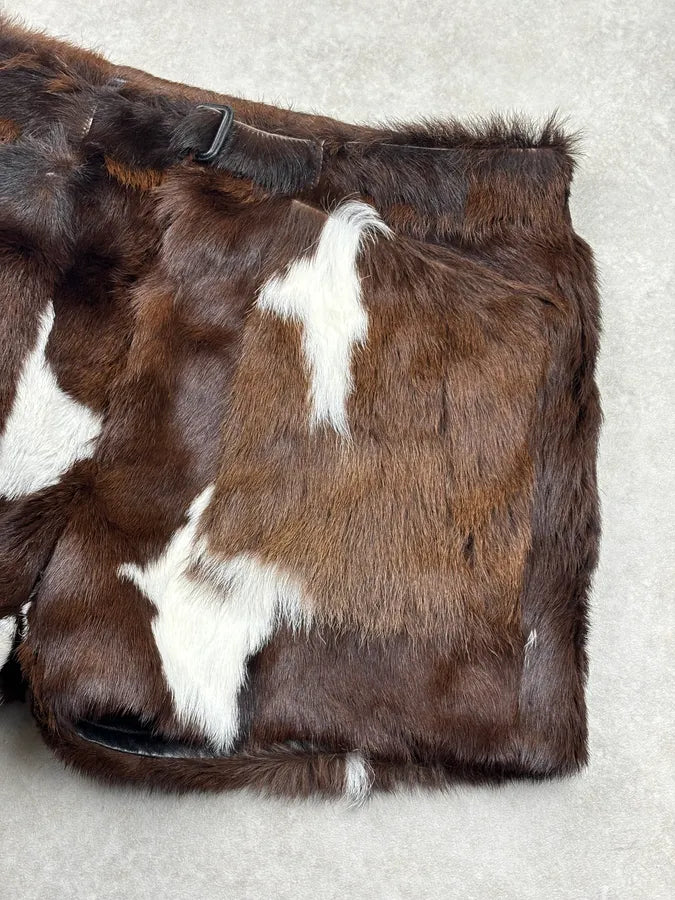 SS2025 Givenchy Sample Brown & White Faux Fur Cow Print Shorts gpdVZZa 6