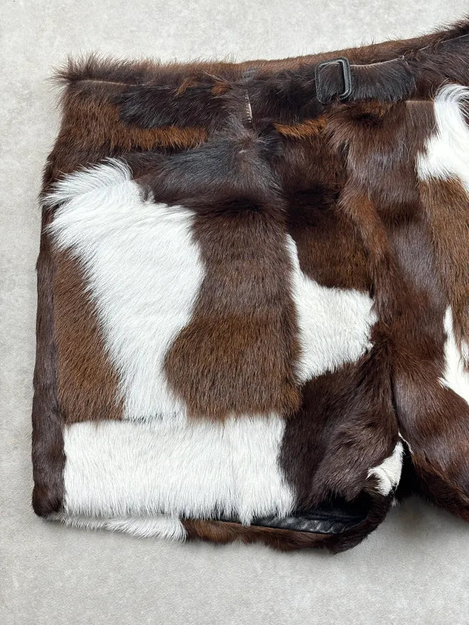 SS2025 Givenchy Sample Brown & White Faux Fur Cow Print Shorts gpdVZZa 5