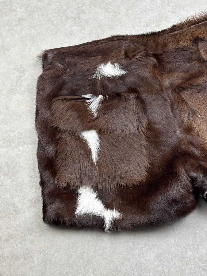 SS2025 Givenchy Sample Brown & White Faux Fur Cow Print Shorts gpdVZZa 9