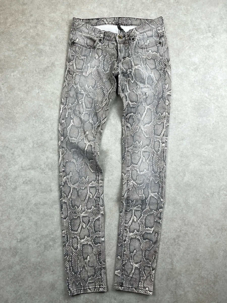 Plein Sud Jeanius Grey Denim Snake Print Skinny Jeans stDwSVnA 3
