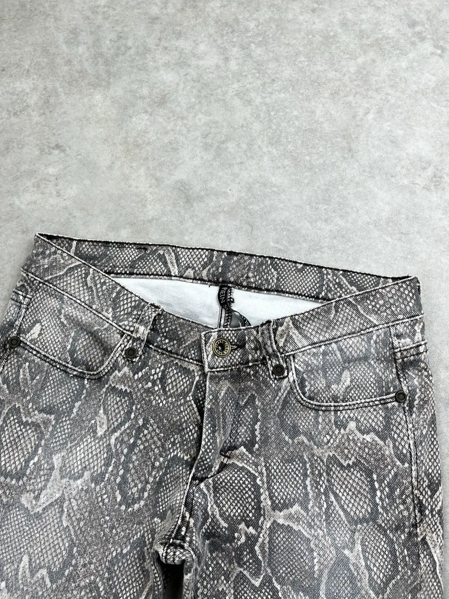 Plein Sud Jeanius Grey Denim Snake Print Skinny Jeans stDwSVnA 5
