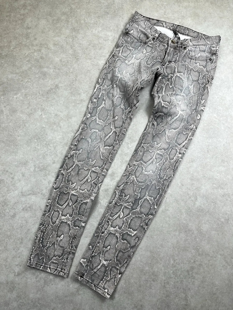 Plein Sud Jeanius Grey Denim Snake Print Skinny Jeans stDwSVnA 4