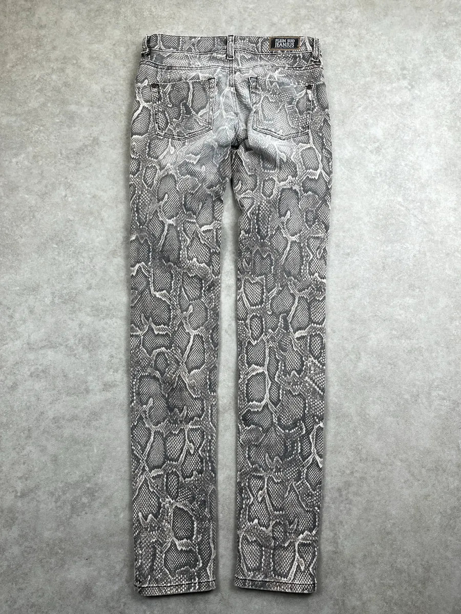 Plein Sud Jeanius Grey Denim Snake Print Skinny Jeans stDwSVnA 7