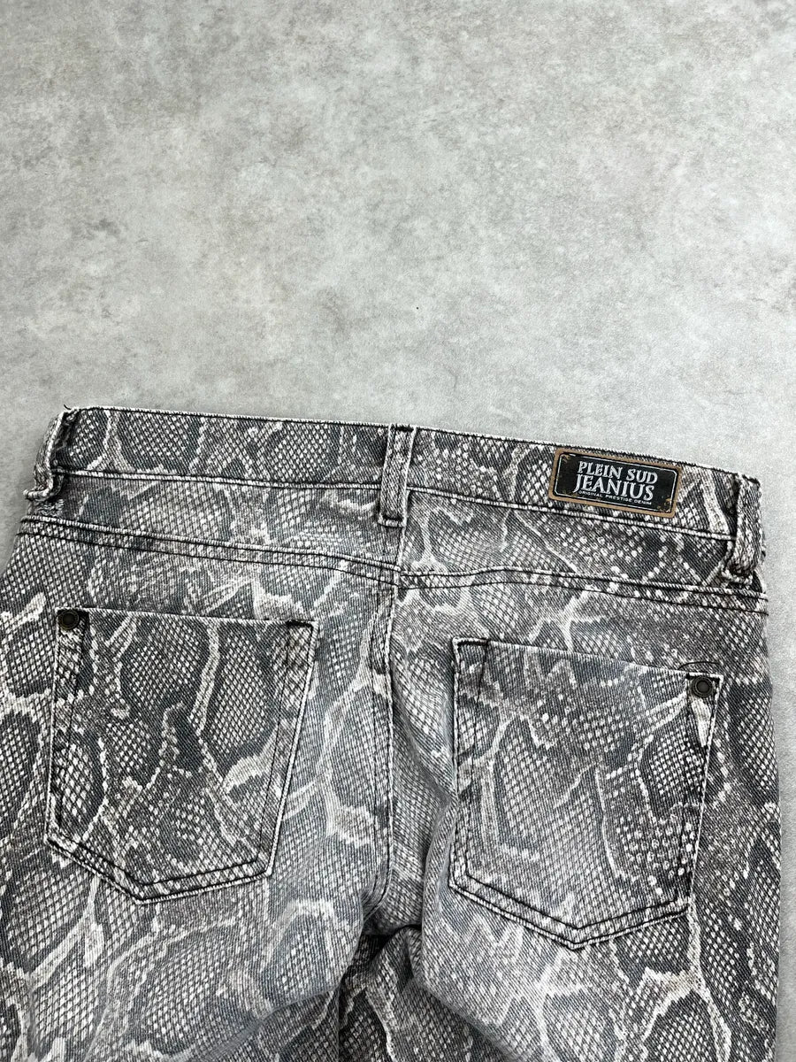 Plein Sud Jeanius Grey Denim Snake Print Skinny Jeans stDwSVnA 6