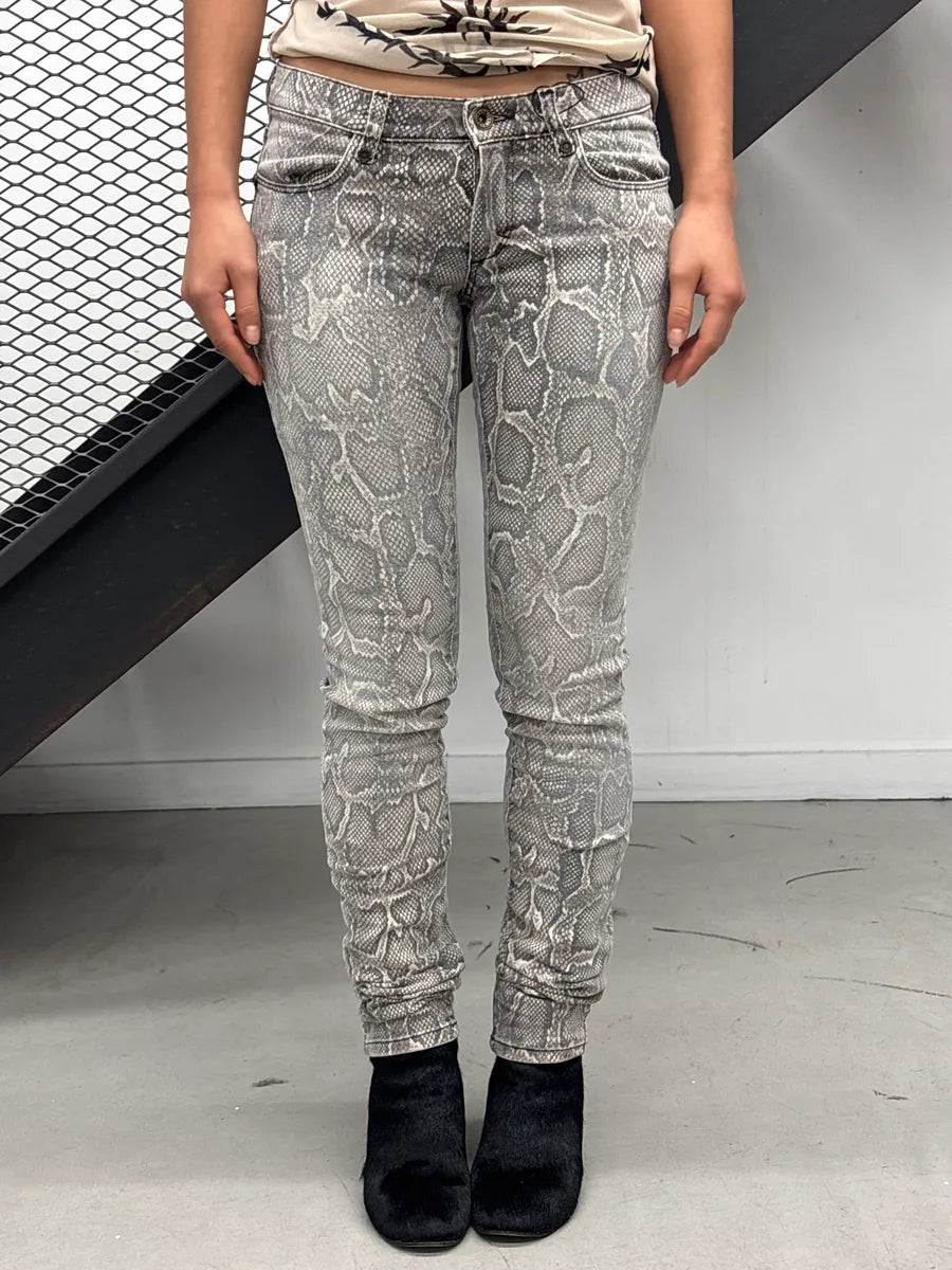 Plein Sud Jeanius Grey Denim Snake Print Skinny Jeans stDwSVnA 0
