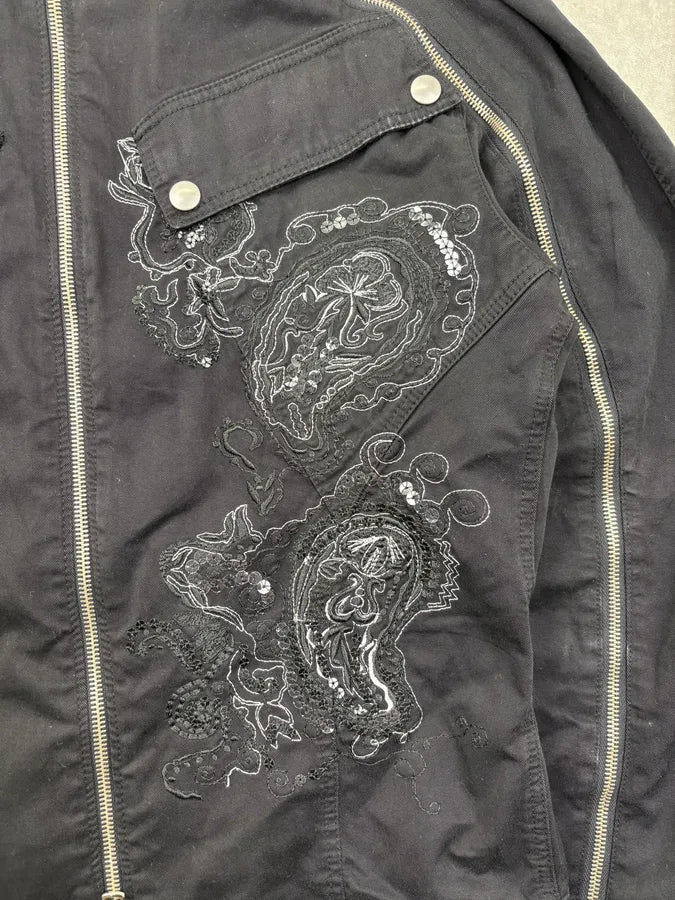 Steven Kuhn Black Embroidered Dragon Arm Zip Jacket EwzBmOp 8