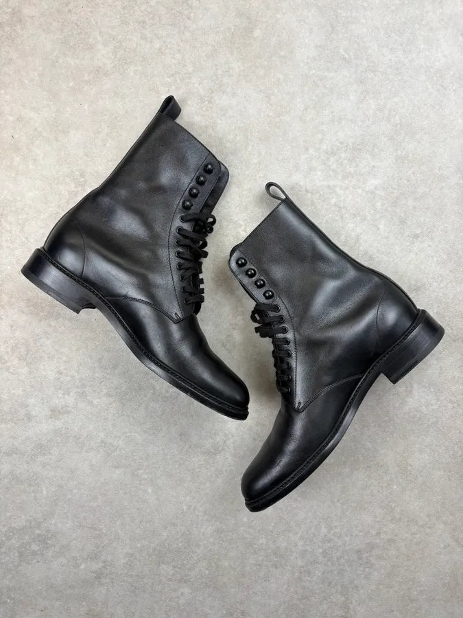 2010s Saint Laurent Black Combat Leather Ankle Boots iOaLAsF 4