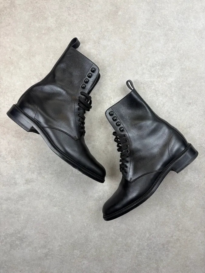 2010s Saint Laurent Black Combat Leather Ankle Boots iOaLAsF 5