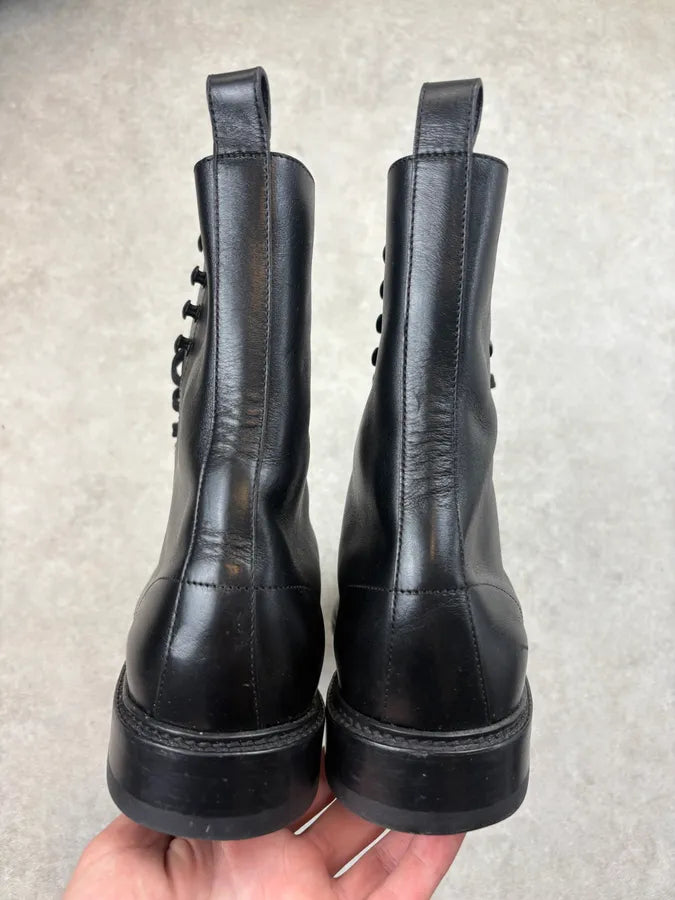 2010s Saint Laurent Black Combat Leather Ankle Boots iOaLAsF 6