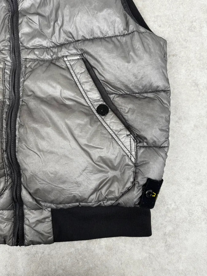 Stone Island 30th Anniversary Side Patch Grey Nylon Puffer Vest PXYPtgp 9