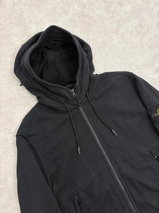Stone Island Black Signature Zip-up Hoodie JnYLIcV 5