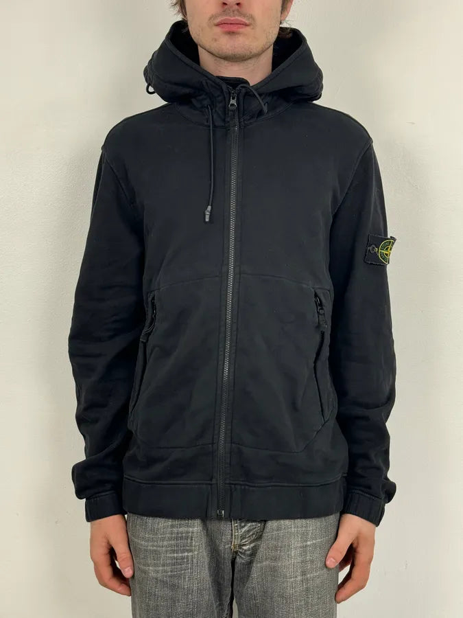 Stone Island Black Signature Zip-up Hoodie JnYLIcV 1