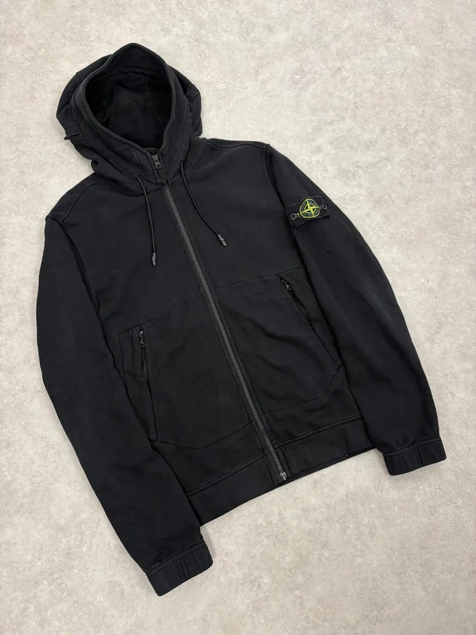 Stone Island Black Signature Zip-up Hoodie JnYLIcV 4