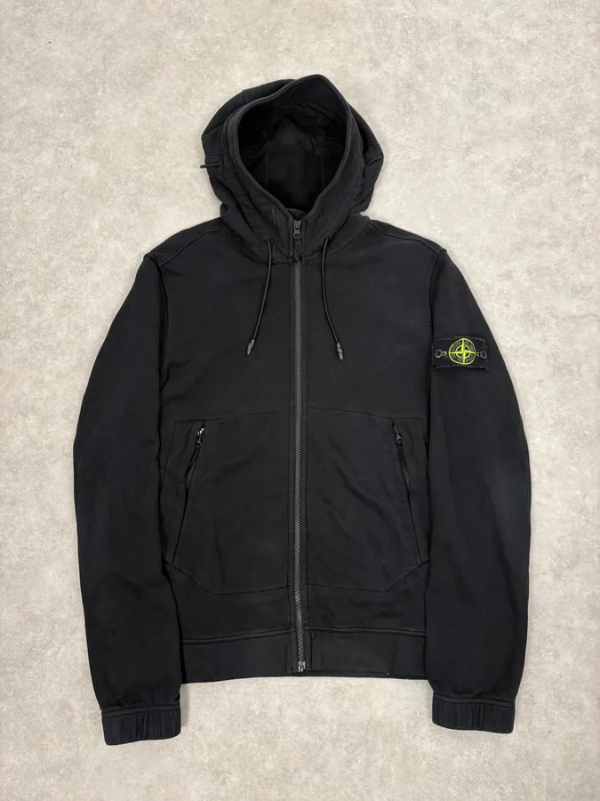 Stone Island Black Signature Zip-up Hoodie JnYLIcV 0