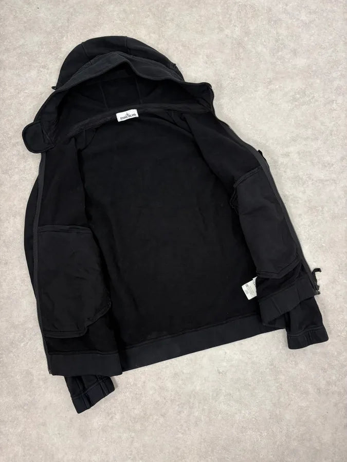 Stone Island Black Signature Zip-up Hoodie JnYLIcV 7