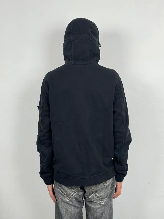 Stone Island Black Signature Zip-up Hoodie JnYLIcV 3