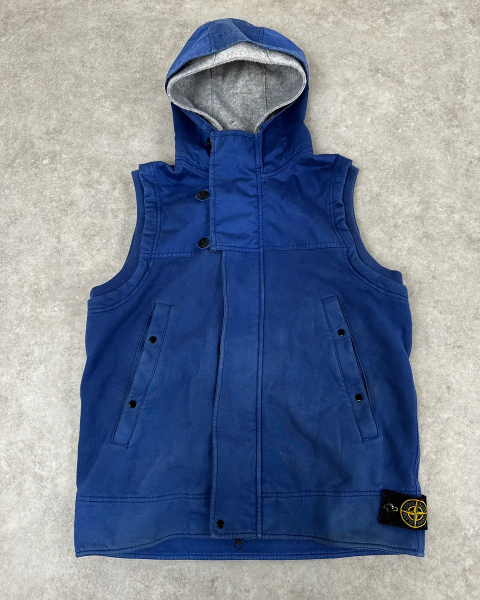 Stone Island Blue Hooded Sleeveless Jacket IQRDPSM 0