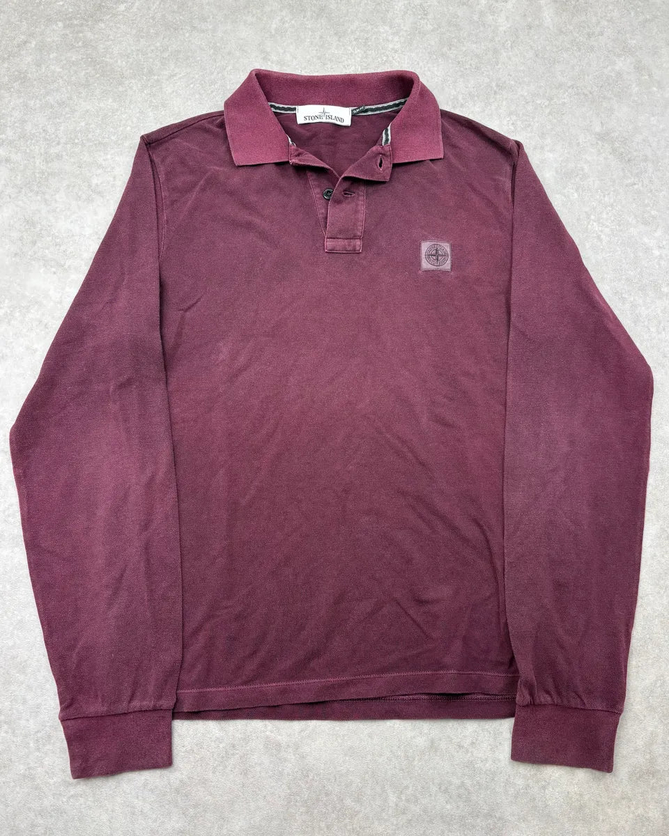 Stone Island Burgundy Propaganda Longsleeve Polo OfJKrsV 0