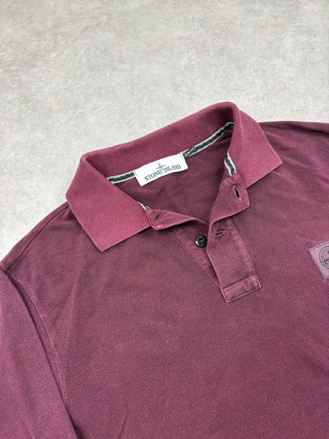 Stone Island Burgundy Propaganda Longsleeve Polo OfJKrsV 4