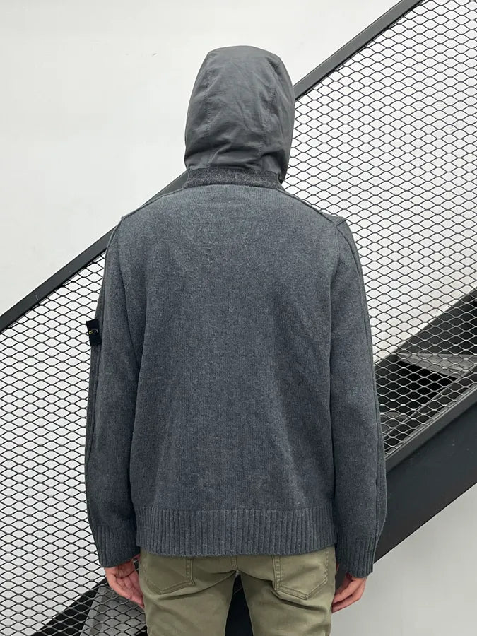 Stone Island Wool Hooded Zip-up Sweater IjJIpYm 4