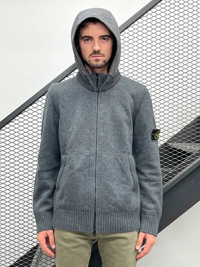 Stone Island Wool Hooded Zip-up Sweater IjJIpYm 2