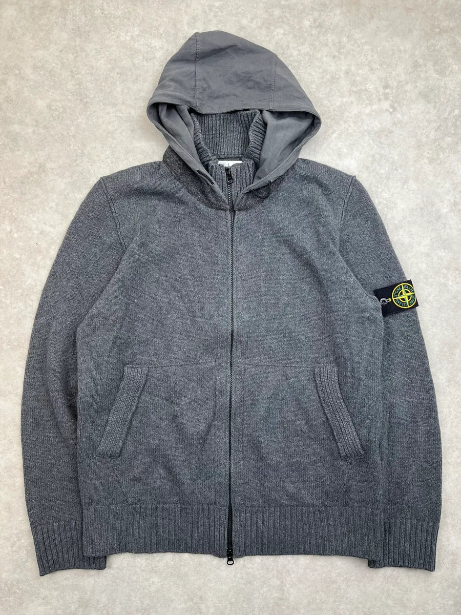 Stone Island Wool Hooded Zip-up Sweater IjJIpYm 0