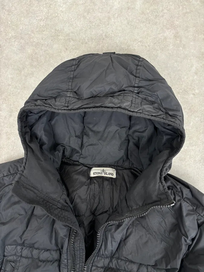 AW2017 Stone Island Black Dyed Crinkle Reps Black Hooded Puffer Jacket VJFucct 8