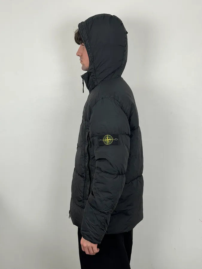 AW2017 Stone Island Black Dyed Crinkle Reps Black Hooded Puffer Jacket VJFucct 2