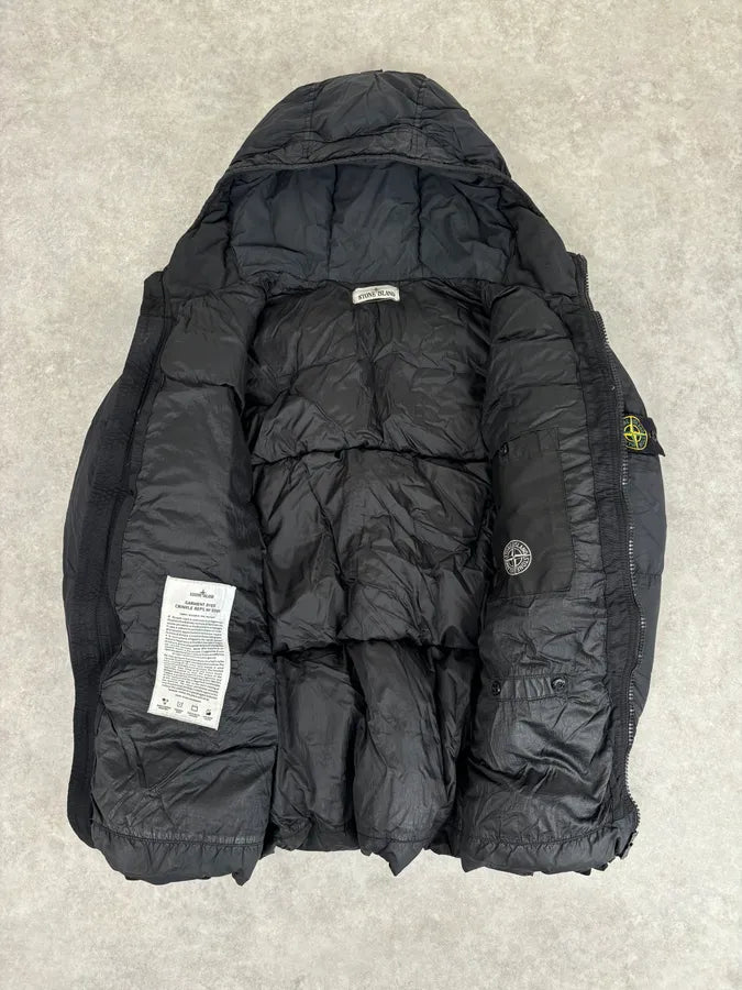 AW2017 Stone Island Black Dyed Crinkle Reps Black Hooded Puffer Jacket VJFucct 7
