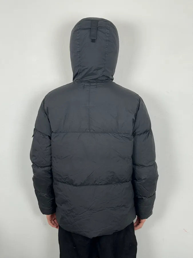 AW2017 Stone Island Black Dyed Crinkle Reps Black Hooded Puffer Jacket VJFucct 3