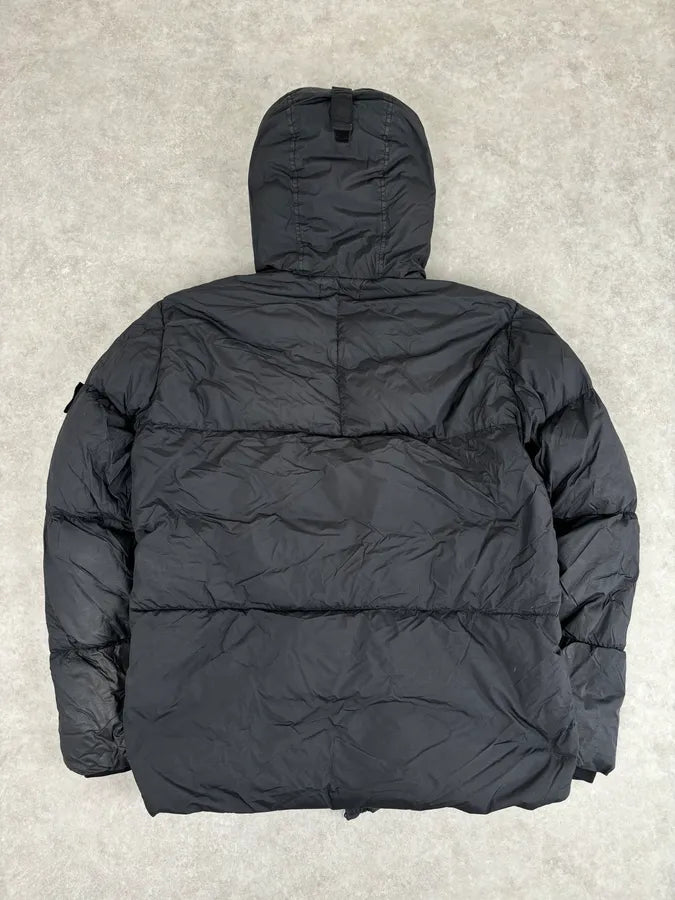 AW2017 Stone Island Black Dyed Crinkle Reps Black Hooded Puffer Jacket VJFucct 5