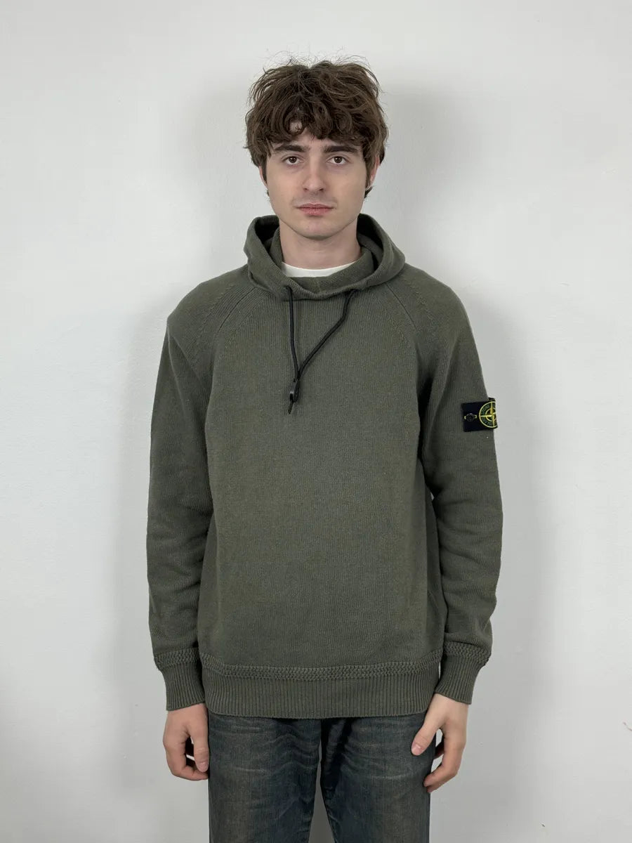 Stone Island Khaki Green Hooded Sweater dGYVRAA 1