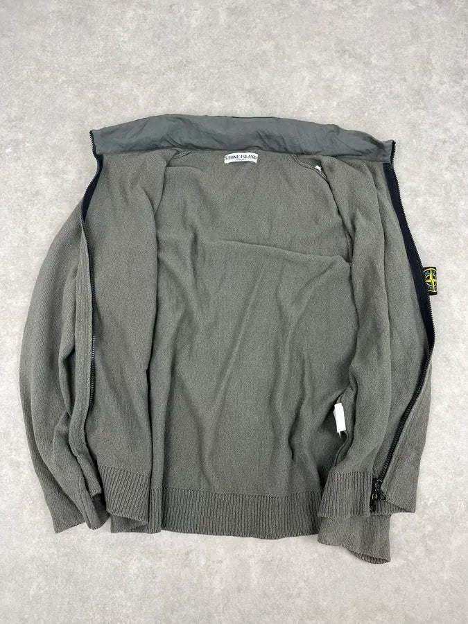 Stone Island Khaki Cotton Zip-Up Jacket cDCgRLl 9