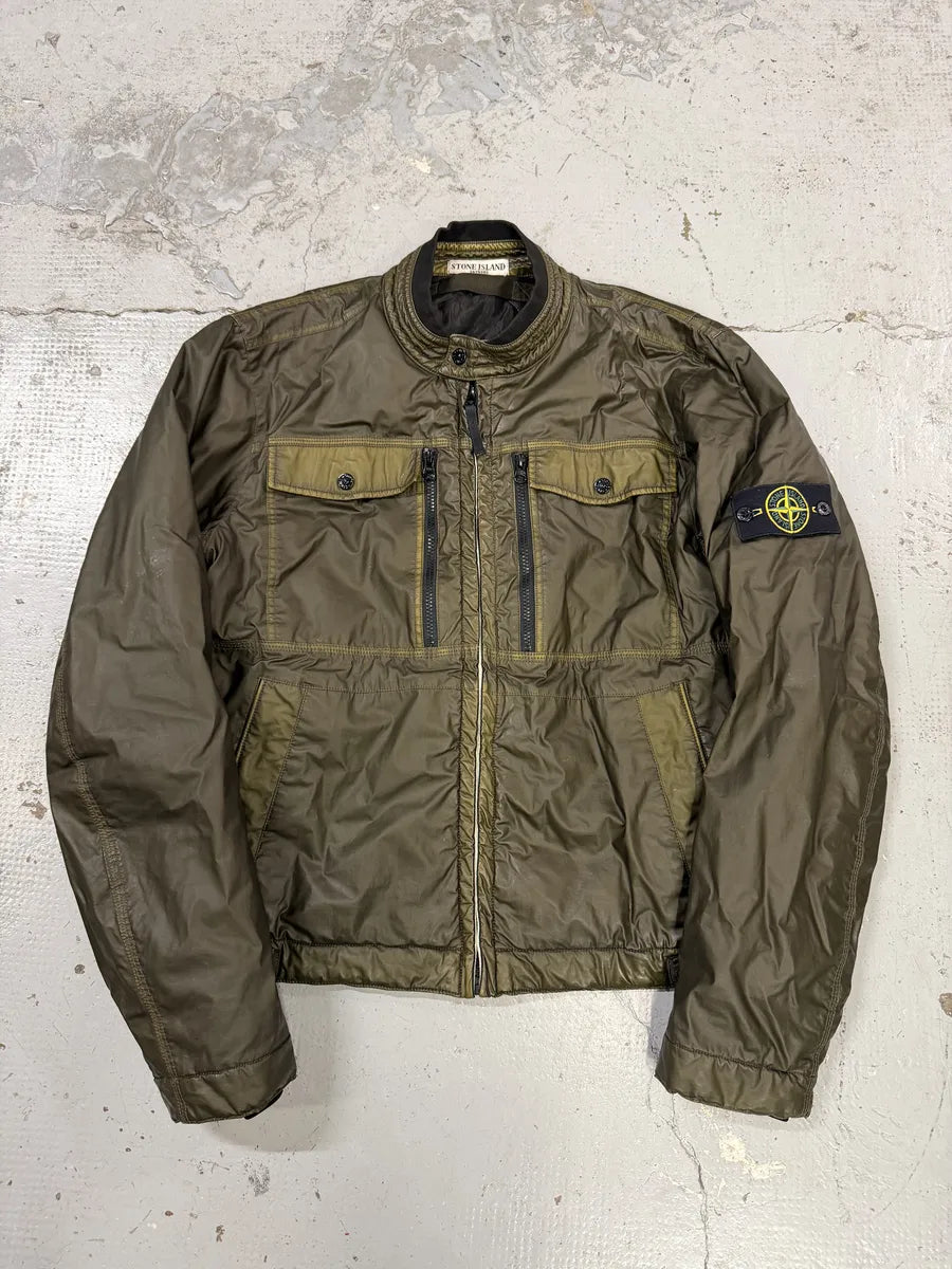 Stone Island Mussola Gommata Camo Green Nylon Puffer Jacket otWAtkn 0