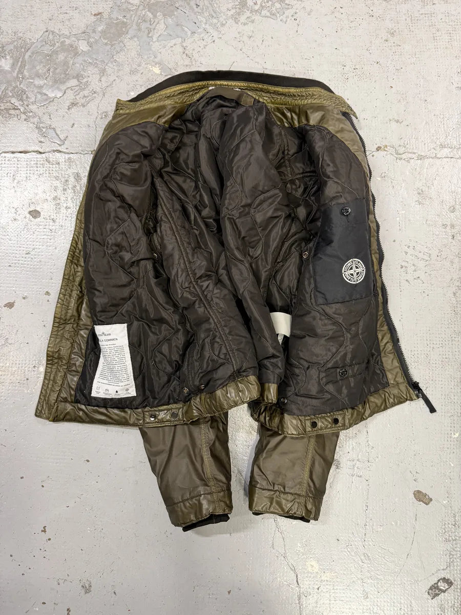 Stone Island Mussola Gommata Camo Green Nylon Puffer Jacket otWAtkn 10