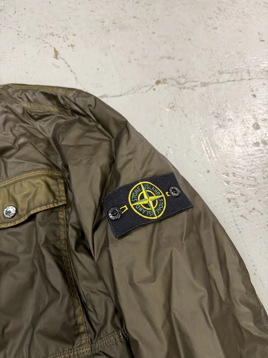 Stone Island Mussola Gommata Camo Green Nylon Puffer Jacket otWAtkn 11